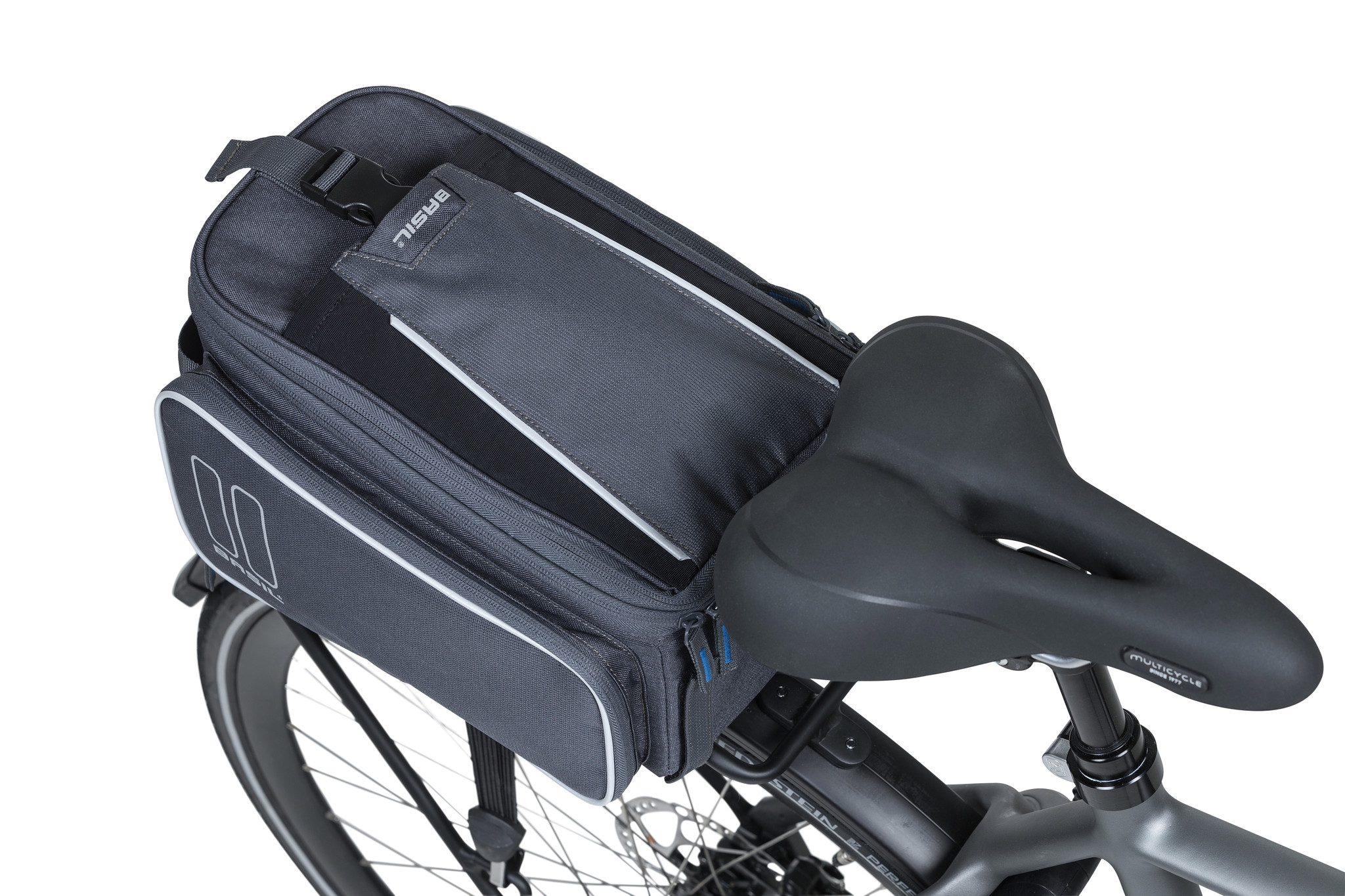Basil Sport Design Gepäckträgertasche 7-15L, Graphite +Mik Adapterplatte
